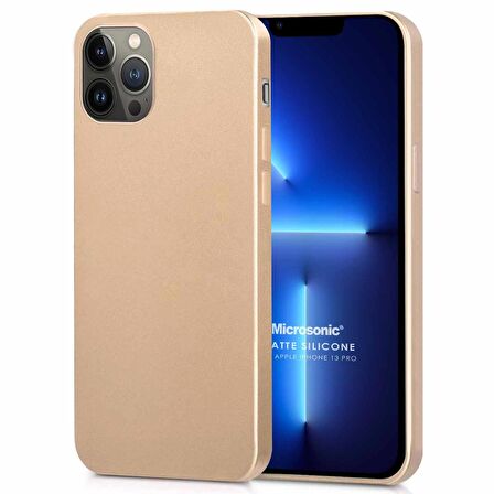 Microsonic Matte Silicone Apple iPhone 13 Pro Kılıf Gold
