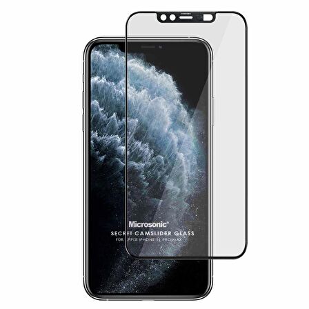 Microsonic Apple Uyumlu iPhone 11 Pro Max Secret CamSlider Glass Cam Ekran Koruyucu Siyah