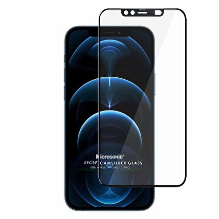 Microsonic Apple Uyumlu iPhone 12 Pro Secret CamSlider Glass Cam Ekran Koruyucu Siyah