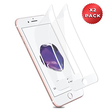 Microsonic Apple Uyumlu iPhone 8 Plus Crystal Seramik Nano Ekran Koruyucu Beyaz (2 Adet)