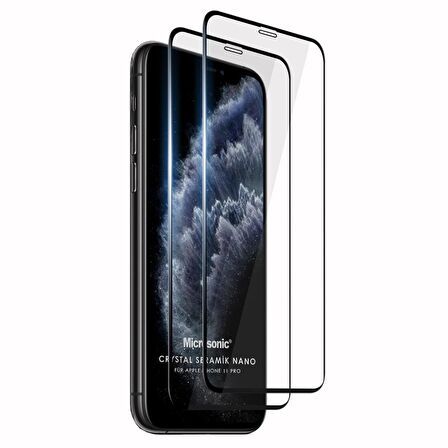 Microsonic Apple Uyumlu iPhone 11 Pro Crystal Seramik Nano Ekran Koruyucu Siyah (2 Adet)