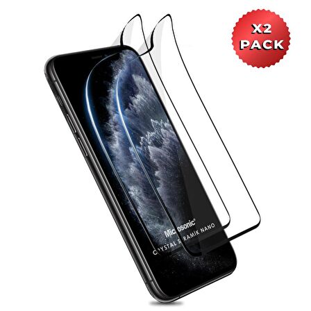 Microsonic Apple Uyumlu iPhone 11 Pro Crystal Seramik Nano Ekran Koruyucu Siyah (2 Adet)