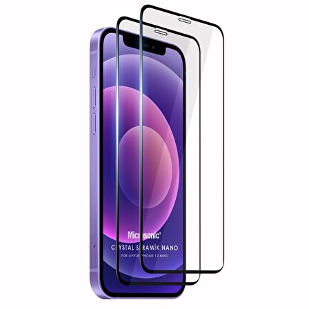 Microsonic Apple Uyumlu iPhone 12 Mini Crystal Seramik Nano Ekran Koruyucu Siyah (2 Adet)