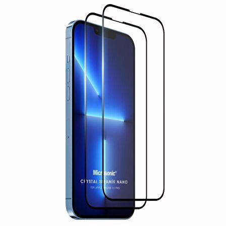 Microsonic Apple Uyumlu iPhone 13 Pro Crystal Seramik Nano Ekran Koruyucu Siyah (2 Adet)
