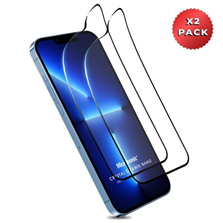 Microsonic Apple Uyumlu iPhone 13 Pro Crystal Seramik Nano Ekran Koruyucu Siyah (2 Adet)