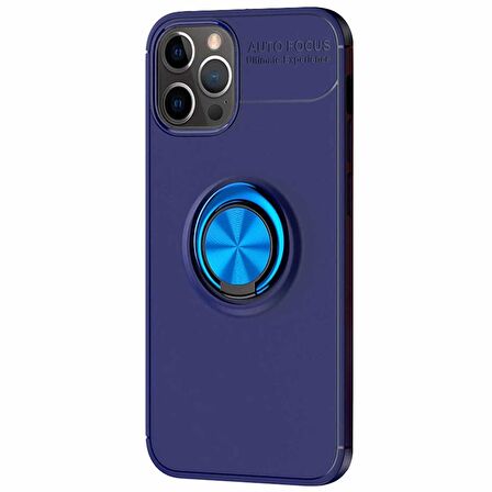 Microsonic Apple iPhone 13 Pro Max Kılıf Kickstand Ring Holder Lacivert