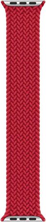Microsonic Apple Watch Uyumlu Series 7 41mm Kordon, (Small Size, 127mm) Braided Solo Loop Band Kırmızı 