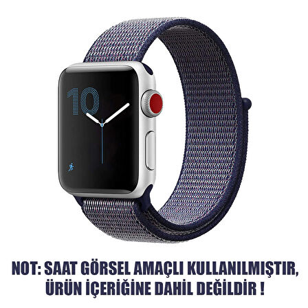 Microsonic Apple Watch Series 7 45mm Hasırlı Kordon Woven Sport Loop Lacivert