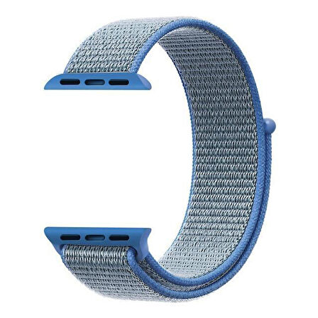 Microsonic Apple Watch Series 7 45mm Hasırlı Kordon Woven Sport Loop Mavi