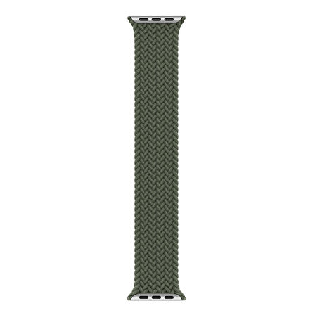 Microsonic Apple Watch Series 7 45mm Kordon, (Large Size, 160mm) Braided Solo Loop Band Koyu Yeşil