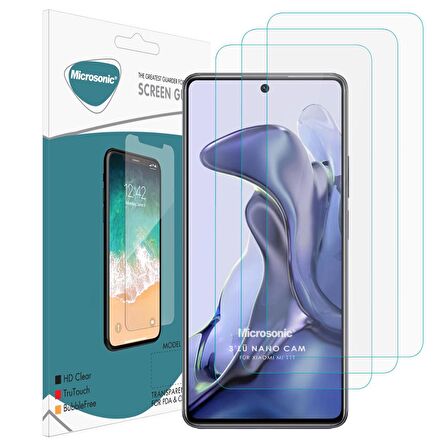 Microsonic Xiaomi Mi 11T Screen Protector Nano Glass Cam Ekran Koruyucu (3'lü Paket)