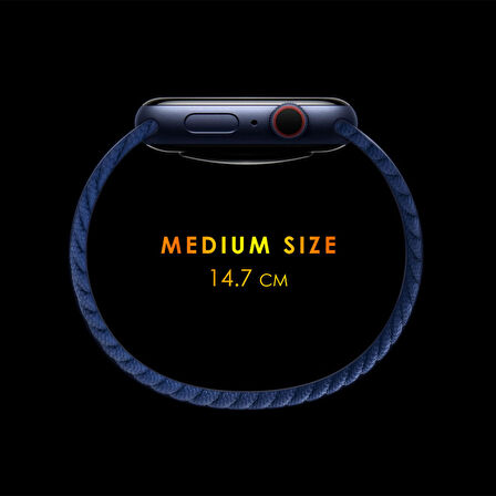 Microsonic Apple Watch Series 5 44mm Kordon, (Medium Size, 147mm) Braided Solo Loop Band Açık Yeşil