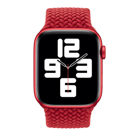 Microsonic Apple Watch Series 5 44mm Kordon, (Medium Size, 147mm) Braided Solo Loop Band Açık Yeşil