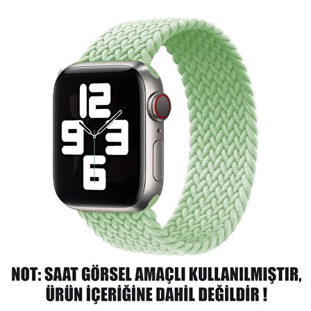 Microsonic Apple Watch SE 40mm Kordon, (Small Size, 127mm) Braided Solo Loop Band Açık Yeşil