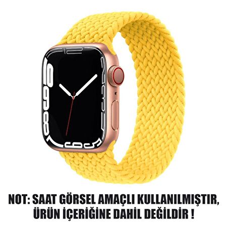 Microsonic Apple Watch Series 7 45mm Kordon, (Large Size, 160mm) Braided Solo Loop Band Sarı