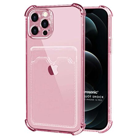 Microsonic Apple iPhone 12 Pro Card Slot Shock Kılıf Pembe