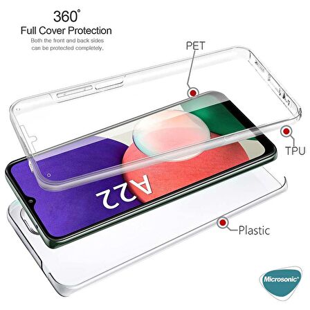 Microsonic Samsung Galaxy M22 Kılıf 6 Tarafı Tam Full Koruma 360 Clear Soft Şeffaf