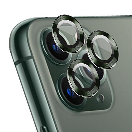 Microsonic Apple Uyumlu iPhone 11 Pro Tekli Kamera Lens Koruma Camı Koyu Yeşil
