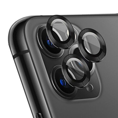 Microsonic Apple Uyumlu iPhone 11 Pro Tekli Kamera Lens Koruma Camı Siyah