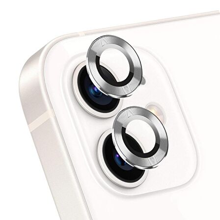 Microsonic Apple Uyumlu iPhone 12 Tekli Kamera Lens Koruma Camı Gümüş