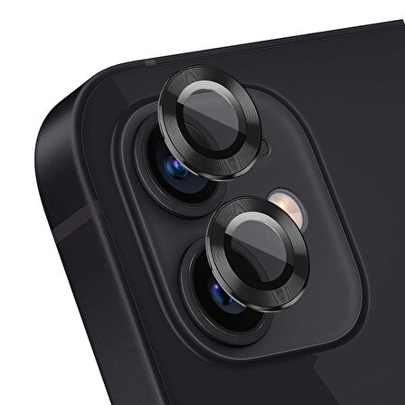 Microsonic Apple Uyumlu iPhone 12 Tekli Kamera Lens Koruma Camı Siyah