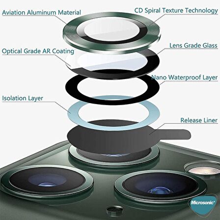 Microsonic Apple Uyumlu iPhone 13 Tekli Kamera Lens Koruma Camı Siyah