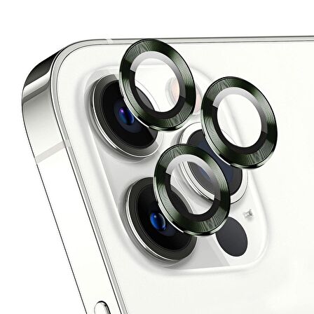 Microsonic Apple Uyumlu iPhone 13 Pro Tekli Kamera Lens Koruma Camı Koyu Yeşil