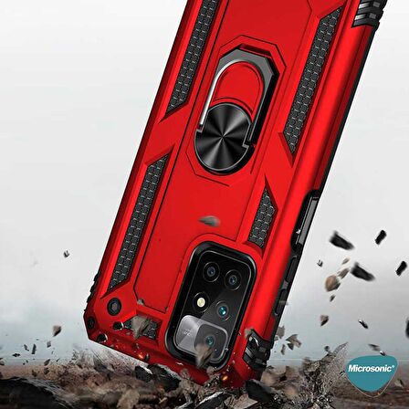 Microsonic Xiaomi Redmi 10 2022 Kılıf Military Ring Holder Siyah