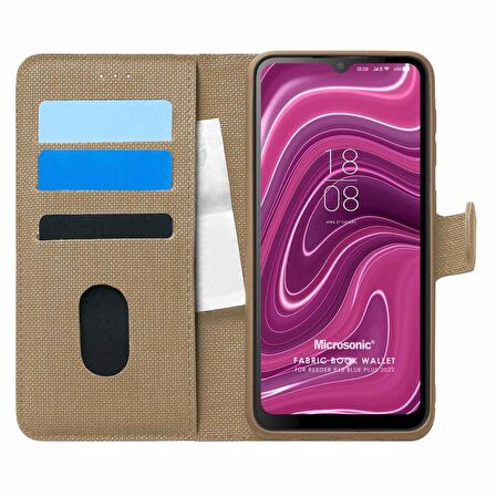 Microsonic Reeder P13 Blue Plus 2022 Kılıf Fabric Book Wallet Gold