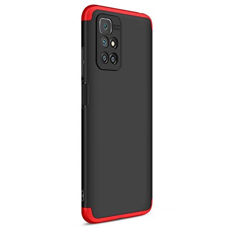 Microsonic Xiaomi Redmi 10 2022 Kılıf Double Dip 360 Protective Siyah Kırmızı