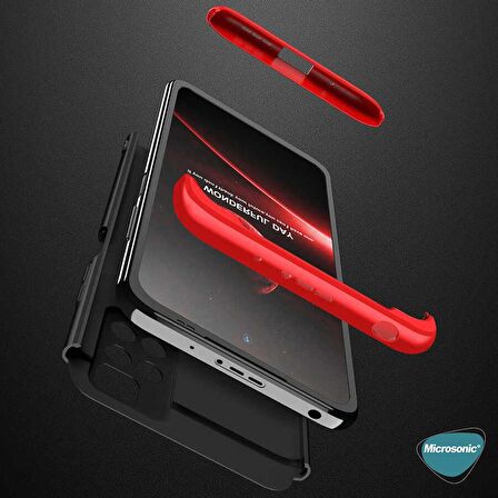 Microsonic Xiaomi Redmi 10 2022 Kılıf Double Dip 360 Protective Siyah Kırmızı