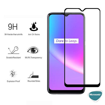 Microsonic Vivo Y21 Tam Kaplayan Temperli Cam Ekran Koruyucu Siyah