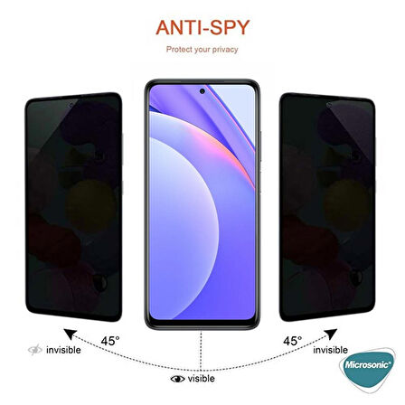 Microsonic Xiaomi Redmi Note 9 Pro 5G Privacy 5D Gizlilik Filtreli Cam Ekran Koruyucu Siyah