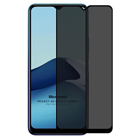 Microsonic Vivo Y20 Privacy 5D Gizlilik Filtreli Cam Ekran Koruyucu Siyah