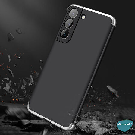 Microsonic Samsung Galaxy S22 Kılıf Double Dip 360 Protective Siyah Kırmızı