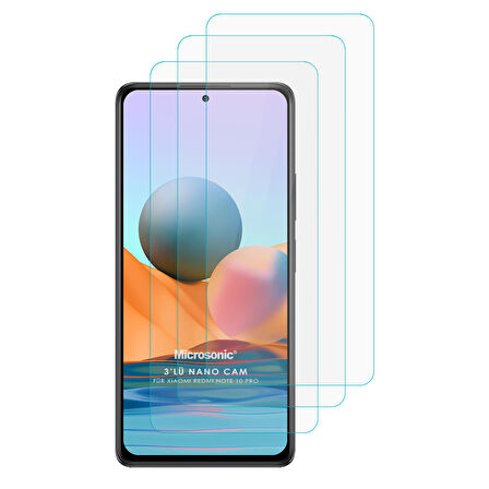 Microsonic Xiaomi Redmi Note 10 Pro Max Screen Protector Nano Glass Cam Ekran Koruyucu (3`lü Paket)