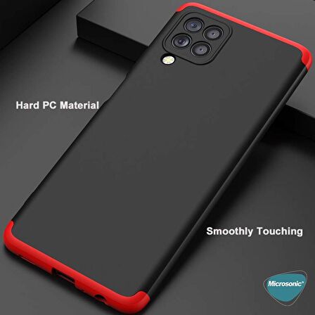 Microsonic Samsung Galaxy A22 Kılıf Double Dip 360 Protective Siyah Kırmızı
