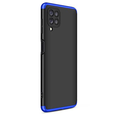 Microsonic Samsung Galaxy M22 Kılıf Double Dip 360 Protective Siyah Mavi