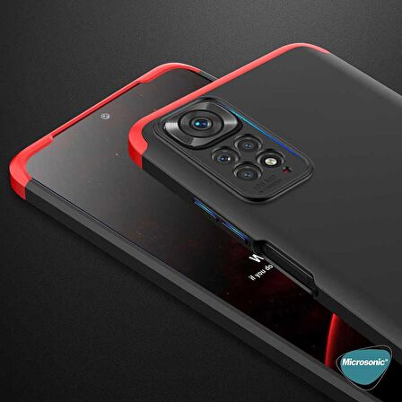 Microsonic Xiaomi Redmi Note 11S Kılıf Double Dip 360 Protective Siyah Kırmızı