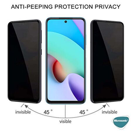 Microsonic Xiaomi Redmi Note 11 4G Privacy 5D Gizlilik Filtreli Cam Ekran Koruyucu Siyah