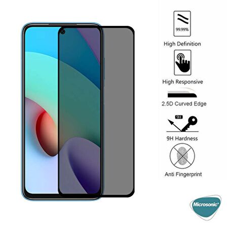 Microsonic Xiaomi Redmi Note 11 4G Privacy 5D Gizlilik Filtreli Cam Ekran Koruyucu Siyah