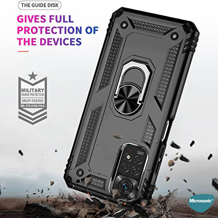 Microsonic Xiaomi Note 11S Kılıf Military Ring Holder Gold