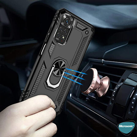 Microsonic Xiaomi Note 11S Kılıf Military Ring Holder Rose Gold