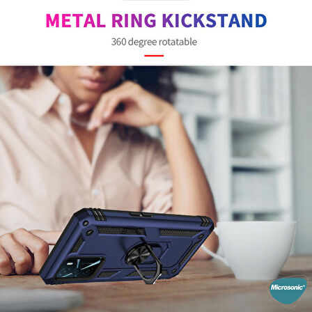 Microsonic Oppo A16 Kılıf Military Ring Holder Kırmızı