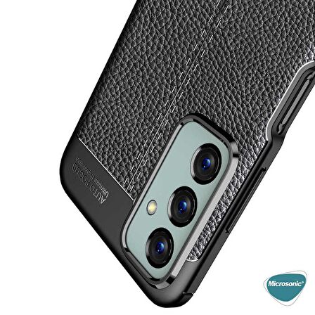 Microsonic Samsung Galaxy M23 Kılıf Deri Dokulu Silikon Siyah