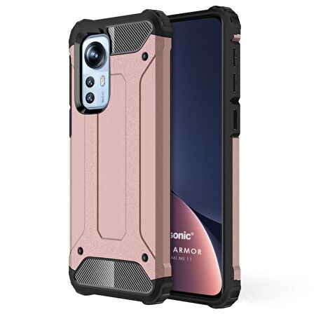 Microsonic Xiaomi Mi 12 Kılıf Rugged Armor Rose Gold