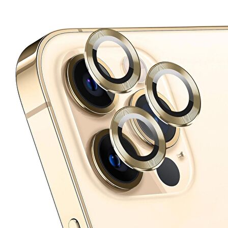 Microsonic Apple Uyumlu iPhone 14 Pro Max Tekli Kamera Lens Koruma Camı Gold