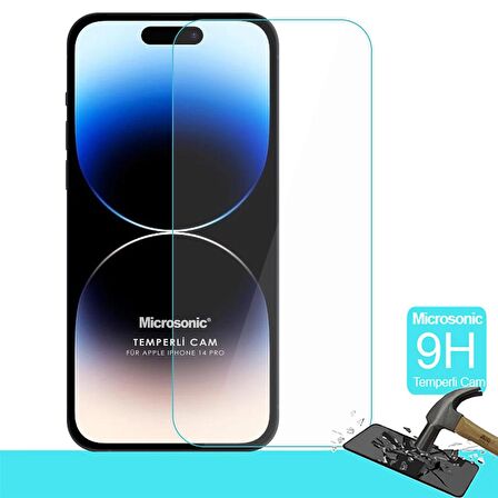 Microsonic Apple Uyumlu iPhone 14 Pro Tempered Glass Cam Ekran Koruyucu