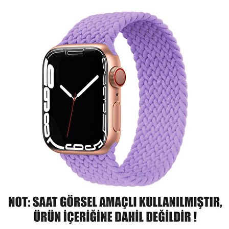 Microsonic Apple Watch SE 2022 40mm Kordon, (Medium Size, 147mm) Braided Solo Loop Band Lila
