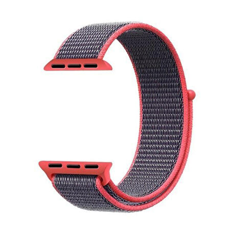 Microsonic Apple Watch SE 2022 44mm Hasırlı Kordon Woven Sport Loop Koyu Pembe